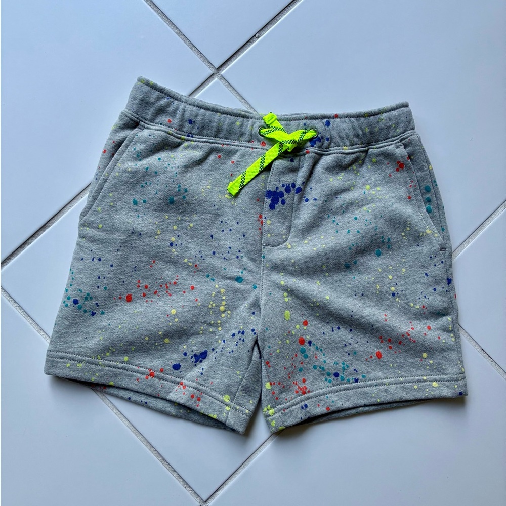 Crewcuts Gray Splatter Shorts with Elastic Waist
